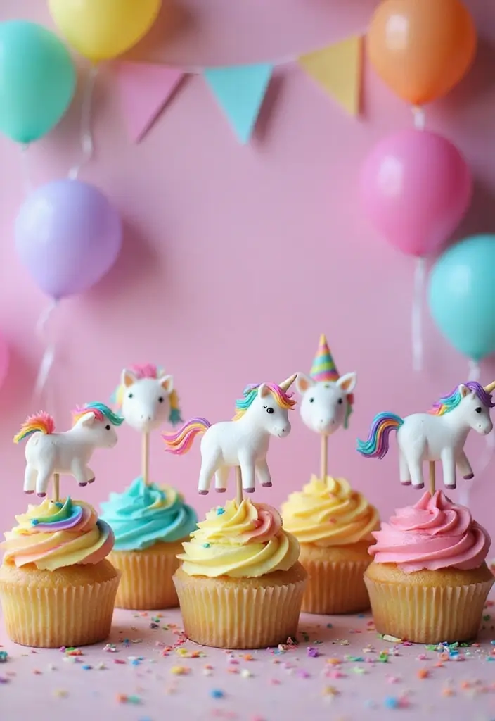 25 Birthday Cupcake Ideas That Steal the Show - 1. Rainbow Unicorn Cupcakes
