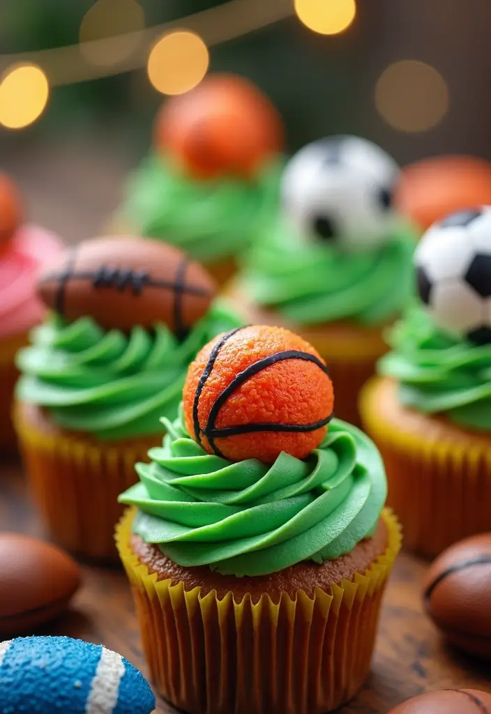 25 Birthday Cupcake Ideas That Steal the Show - 10. Sports-Themed Cupcakes