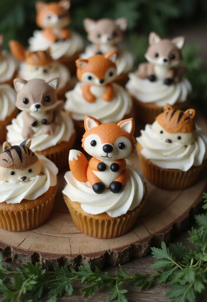 25 Birthday Cupcake Ideas That Steal the Show - 11. Woodland Animal Cupcakes
