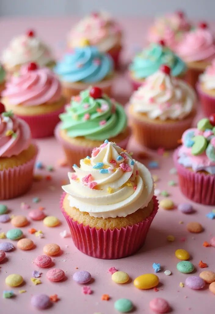 25 Birthday Cupcake Ideas That Steal the Show - 12. Candy Land Cupcakes