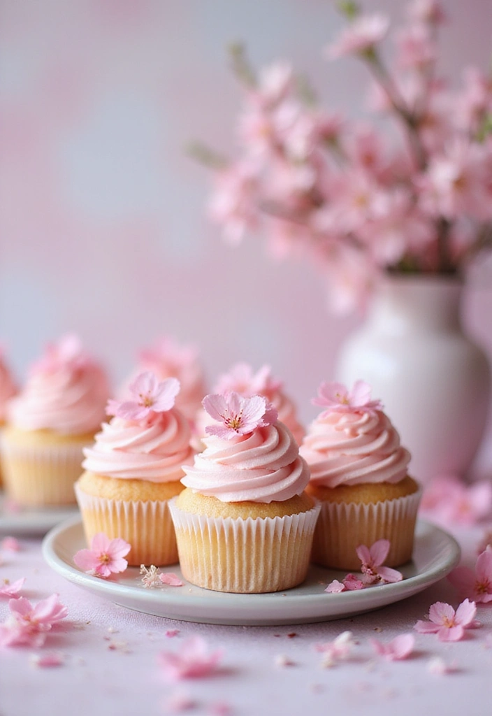 25 Birthday Cupcake Ideas That Steal the Show - 22. Cherry Blossom Cupcakes