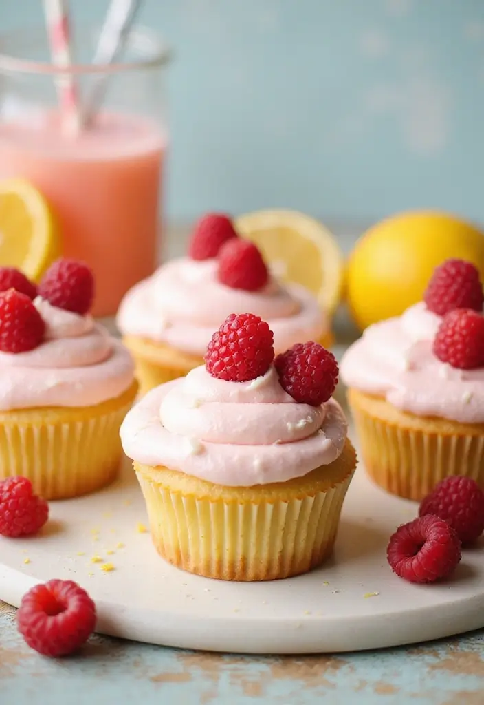 25 Birthday Cupcake Ideas That Steal the Show - 23. Raspberry Lemonade Cupcakes