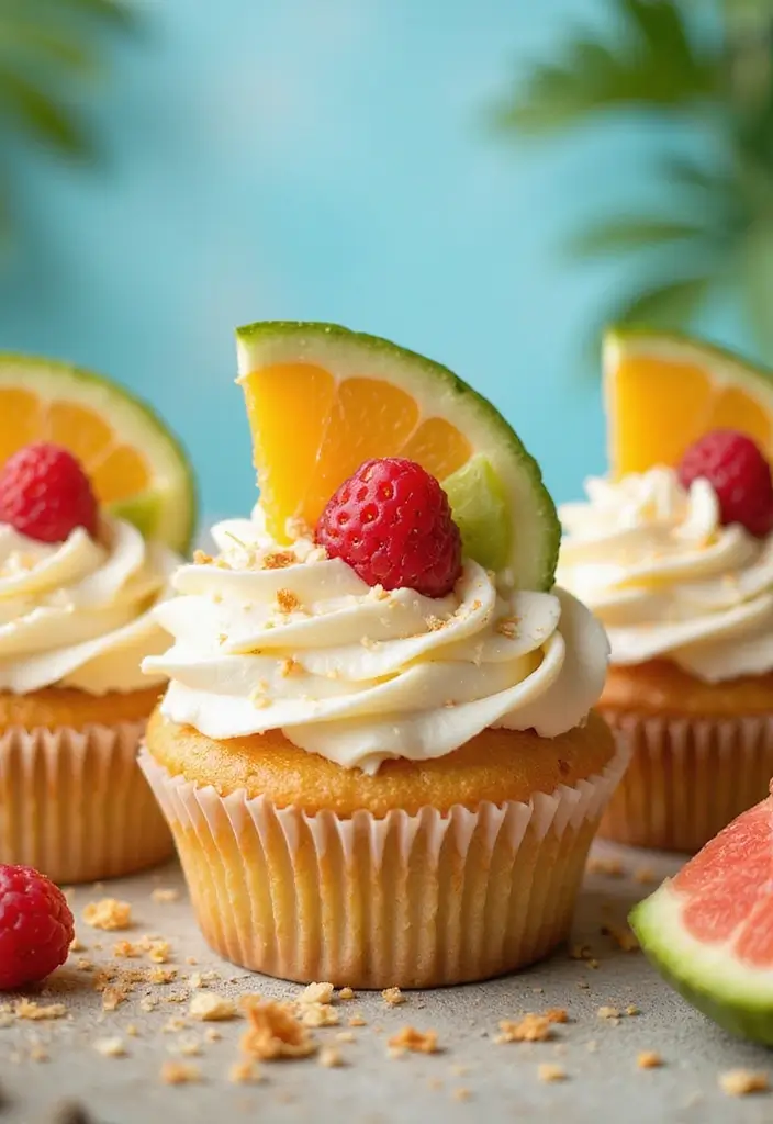 25 Birthday Cupcake Ideas That Steal the Show - 25. Tropical Paradise Cupcakes