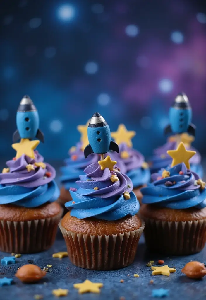 25 Birthday Cupcake Ideas That Steal the Show - 5. Space Adventure Cupcakes