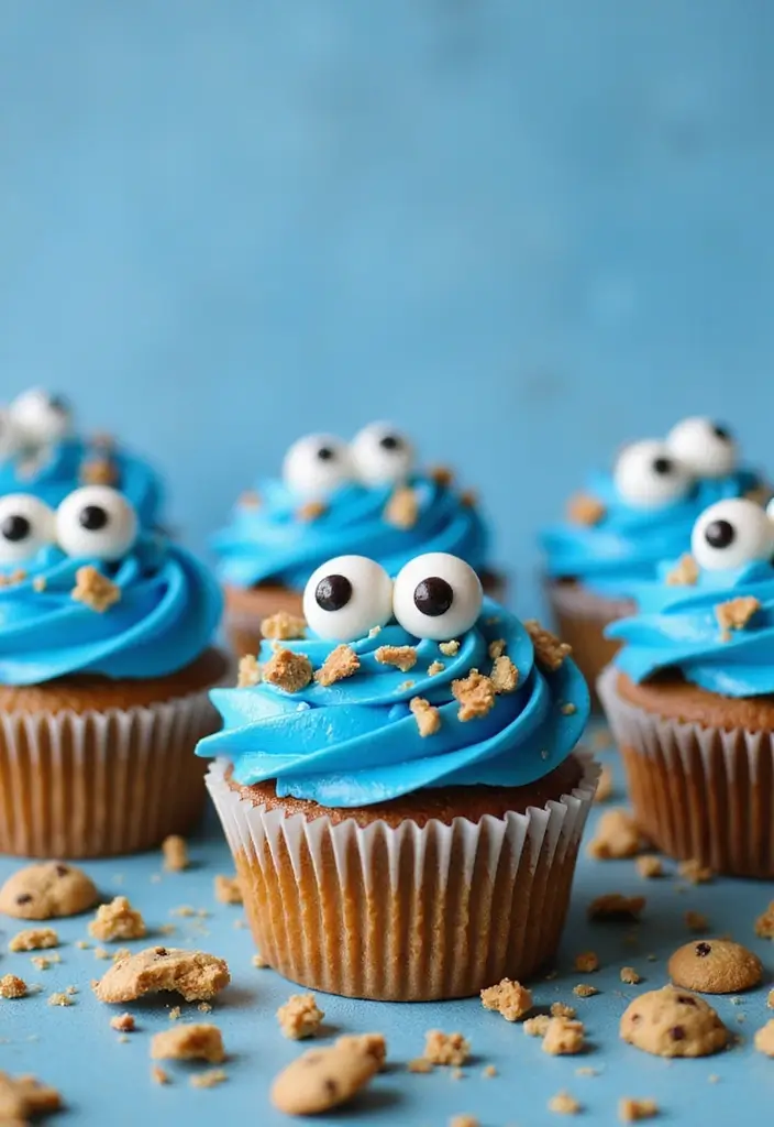 25 Birthday Cupcake Ideas That Steal the Show - 9. Cookie Monster Cupcakes