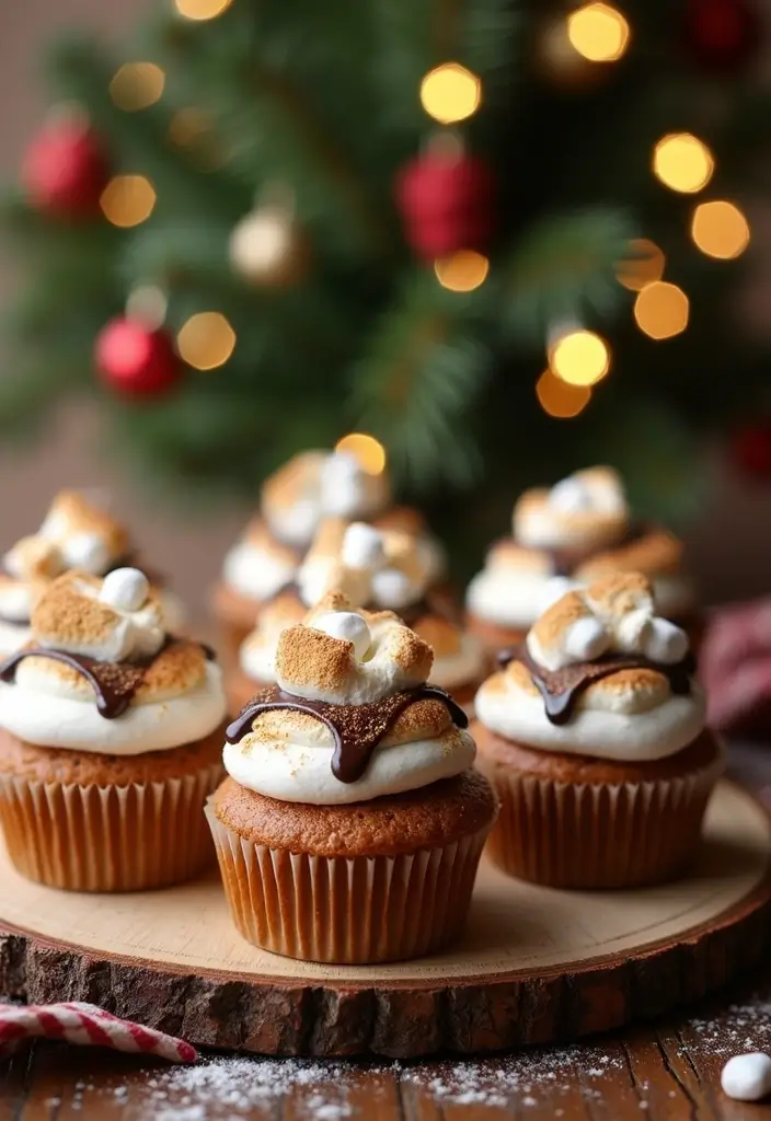 25 Christmas Cupcake Ideas That’ll Wow Your Holiday Guests - 25. S'mores Cupcakes