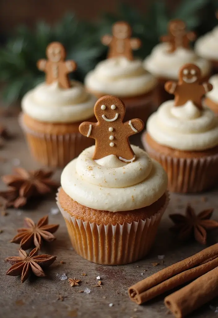 25 Christmas Cupcake Ideas That’ll Wow Your Holiday Guests - 3. Gingerbread Cupcakes