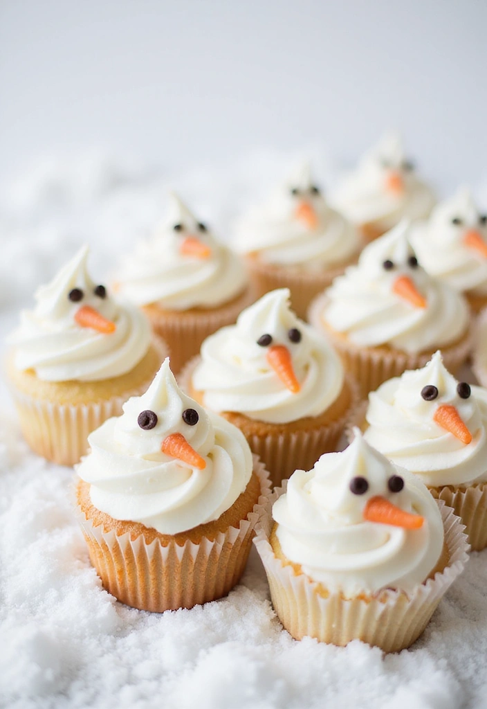 25 Christmas Cupcake Ideas That’ll Wow Your Holiday Guests - 4. Snowman Cupcakes
