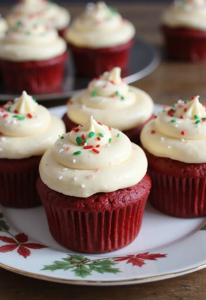 25 Christmas Cupcake Ideas That’ll Wow Your Holiday Guests - 5. Red Velvet Cupcakes with Cream Cheese Frosting