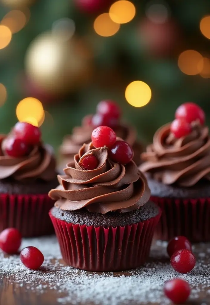 25 Christmas Cupcake Ideas That’ll Wow Your Holiday Guests - 8. Chocolate Cranberry Cupcakes