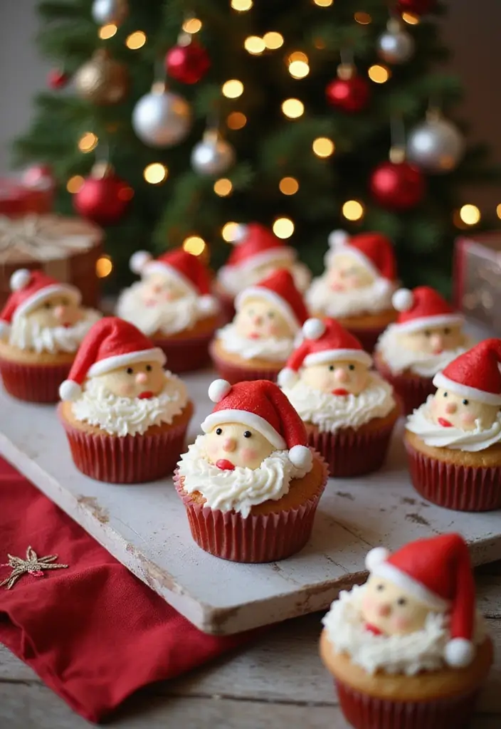 25 Creative Cupcake Cake Ideas That Make a Big Impression - 12. Santa Claus Cupcake Cake