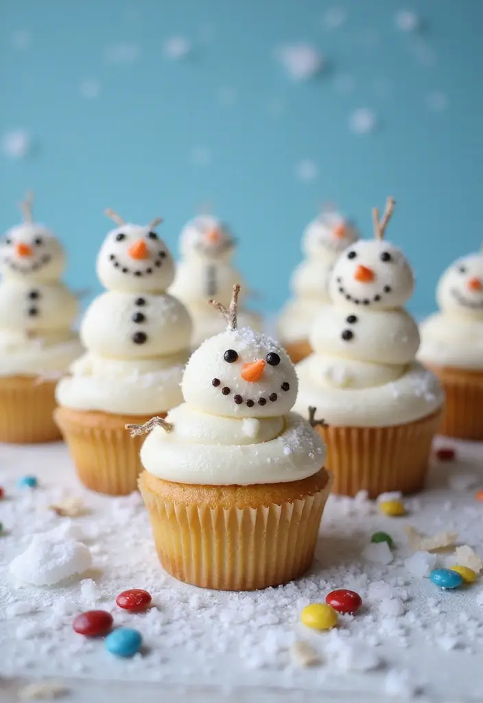 25 Creative Cupcake Cake Ideas That Make a Big Impression - 14. Frosty the Snowman Cupcakes