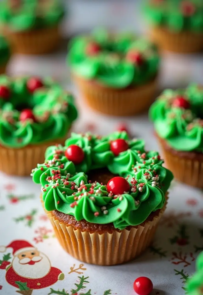 25 Creative Cupcake Cake Ideas That Make a Big Impression - 15. Christmas Wreath Cupcake Cake