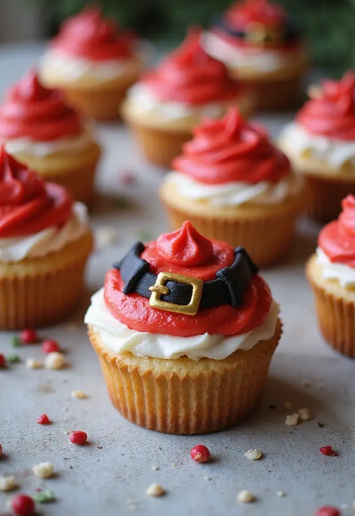 25 Creative Cupcake Cake Ideas That Make a Big Impression - 17. Santa's Belt Cupcake Cake