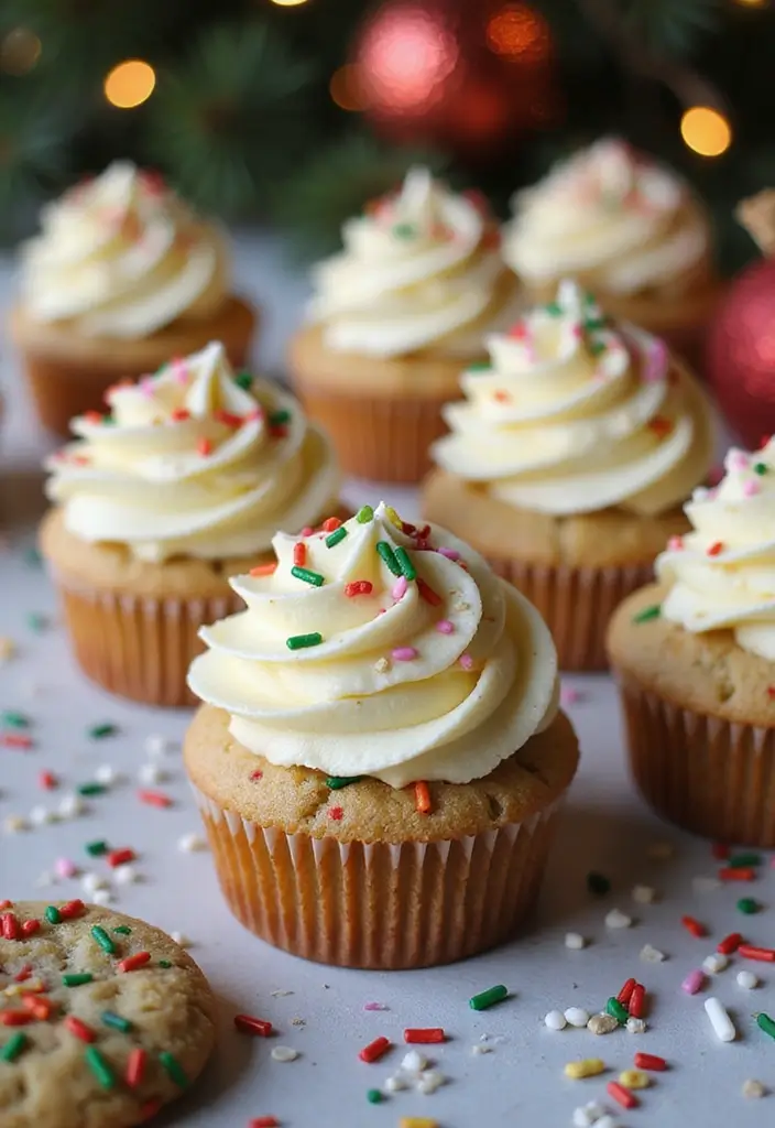 25 Creative Cupcake Cake Ideas That Make a Big Impression - 25. Festive Sprinkle Cookie Cupcake Cake