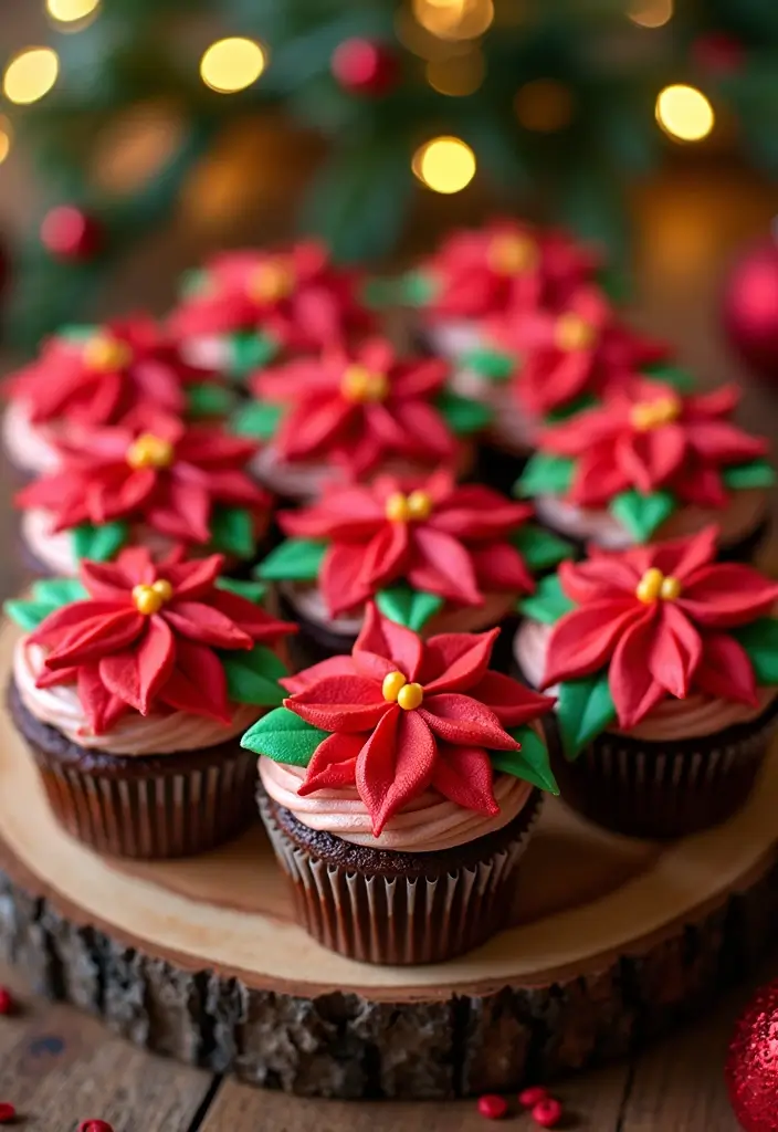 25 Creative Cupcake Cake Ideas That Make a Big Impression - 8. Poinsettia Cupcake Cake