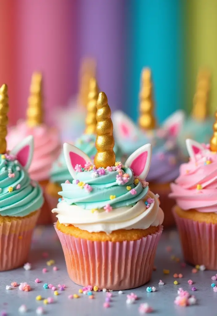25 Cupcake Birthday Decorating Ideas That Wow Every Guest - 1. Rainbow Unicorn Cupcakes