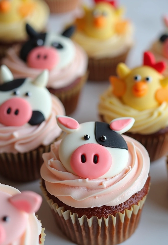 25 Cupcake Birthday Decorating Ideas That Wow Every Guest - 13. Farm Animal Cupcakes