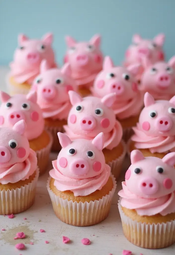 25 Cupcake Birthday Decorating Ideas That Wow Every Guest - 19. Peppa Pig Cupcakes