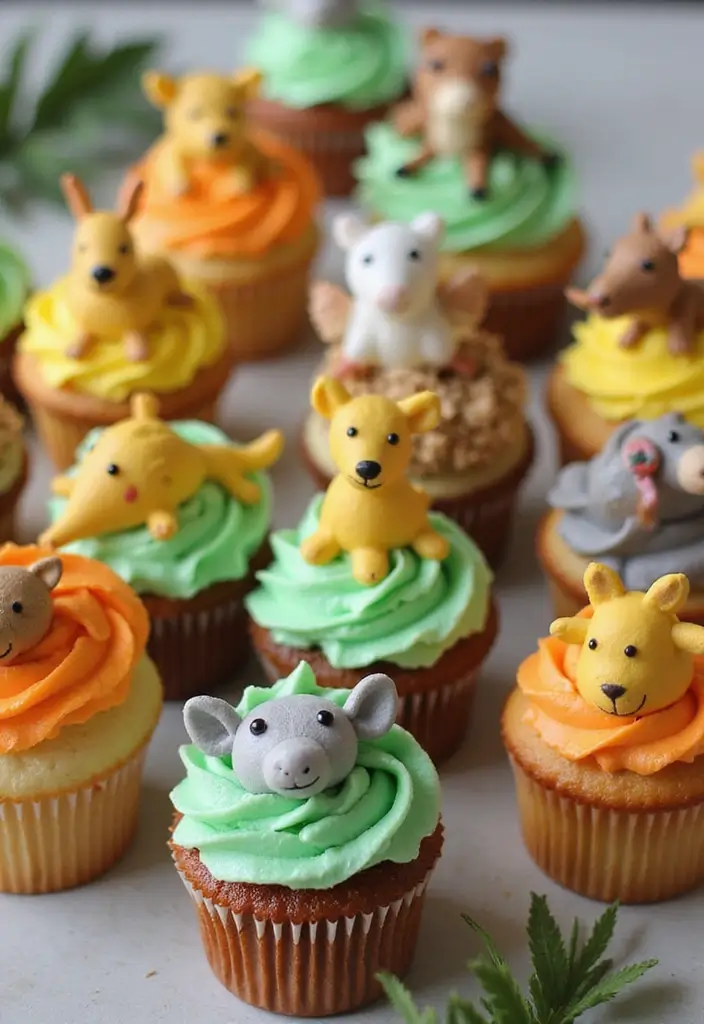 25 Cupcake Birthday Decorating Ideas That Wow Every Guest - 22. Animal Safari Cupcakes