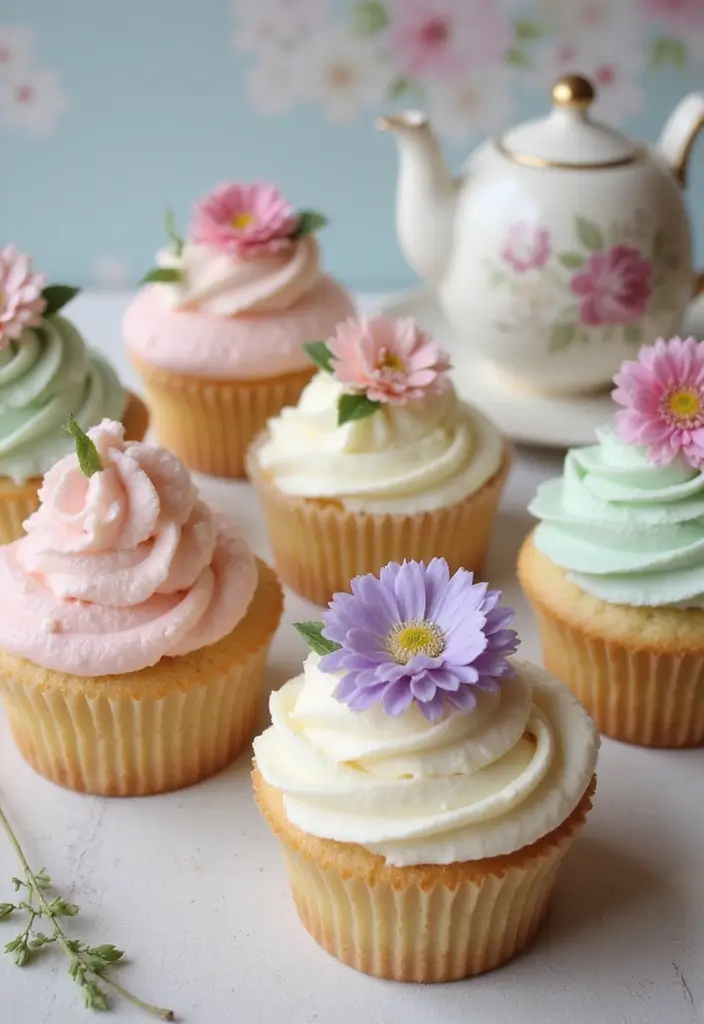 25 Cupcake Birthday Decorating Ideas That Wow Every Guest - 24. Vintage Tea Party Cupcakes