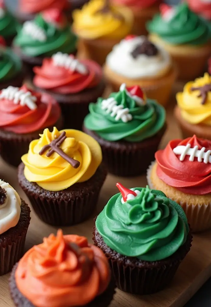 25 Cupcake Birthday Decorating Ideas That Wow Every Guest - 25. Sports Team Cupcakes