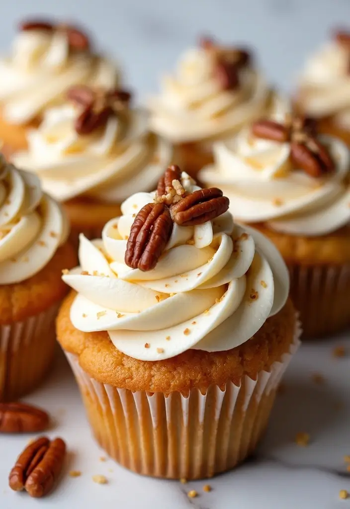 25 Cupcake Bouquet Ideas That Look Like Real Flowers - 13. Maple Pecan Cupcakes with Maple Buttercream