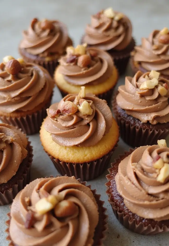 25 Cupcake Bouquet Ideas That Look Like Real Flowers - 18. Hazelnut Cupcakes with Nutella Frosting