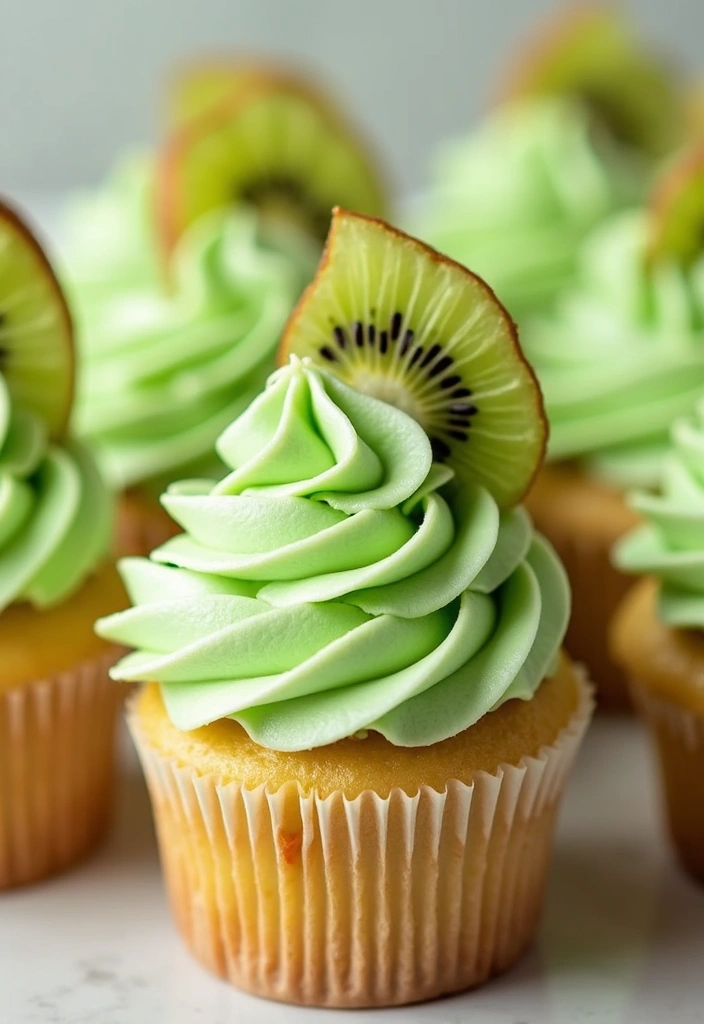 25 Cupcake Bouquet Ideas That Look Like Real Flowers - 19. Kiwi Cupcakes with Lime Buttercream