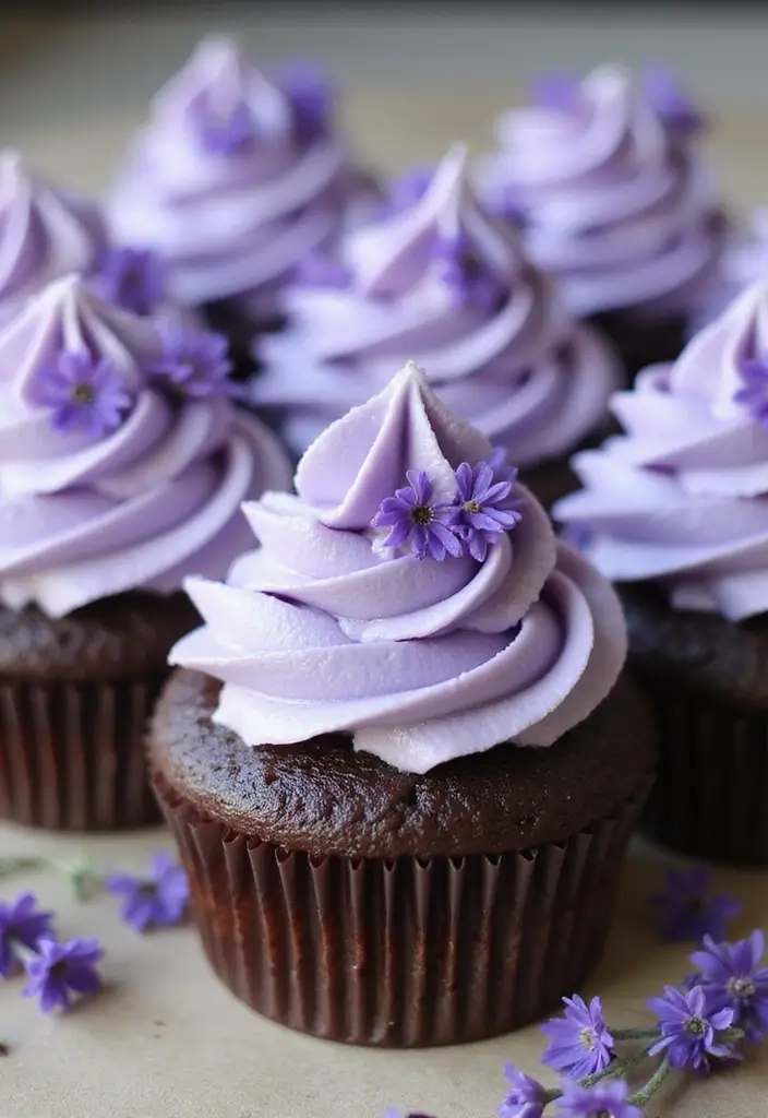 25 Cupcake Bouquet Ideas That Look Like Real Flowers - 2. Chocolate Cupcakes with Lavender Infusion