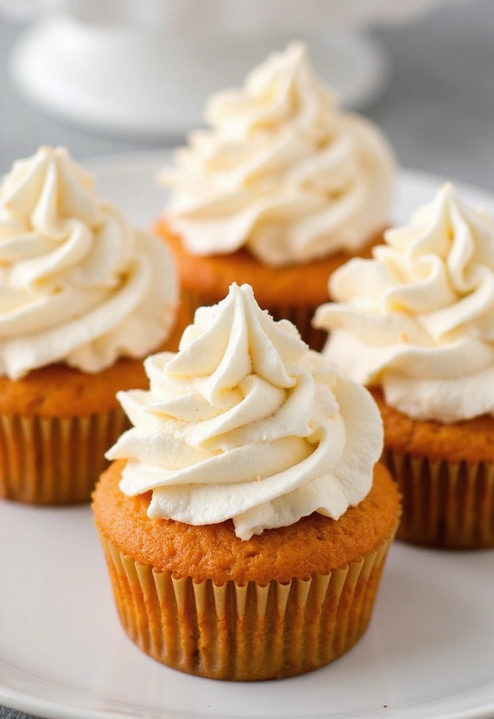 25 Cupcake Bouquet Ideas That Look Like Real Flowers - 20. Sweet Potato Cupcakes with Marshmallow Frosting