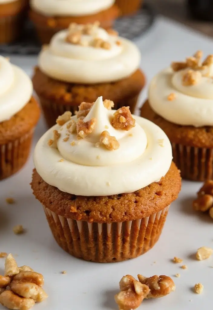 25 Cupcake Bouquet Ideas That Look Like Real Flowers - 23. Carrot Cake Cupcakes with Cream Cheese Frosting