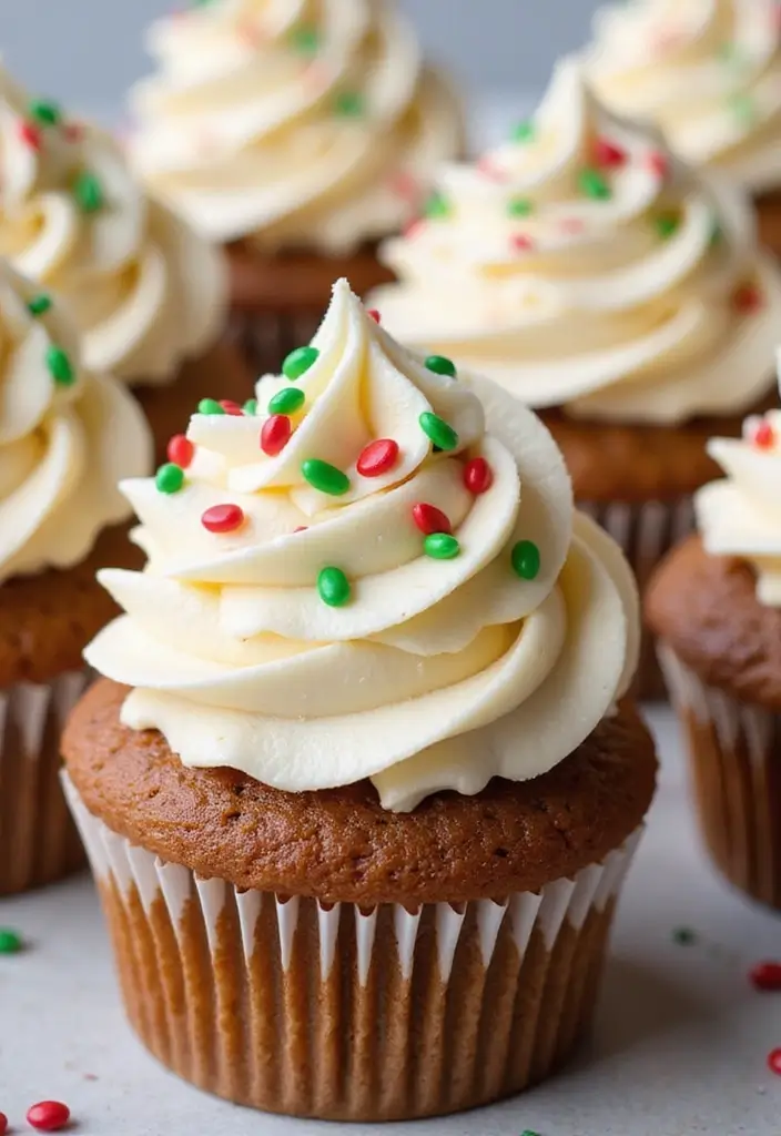 25 Cupcake Bouquet Ideas That Look Like Real Flowers - 25. Gingerbread Cupcakes with Cream Cheese Frosting