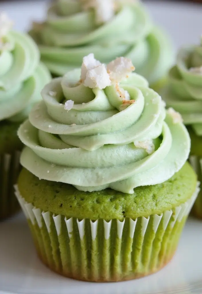 25 Cupcake Bouquet Ideas That Look Like Real Flowers - 6. Matcha Cupcakes with Coconut Cream Frosting