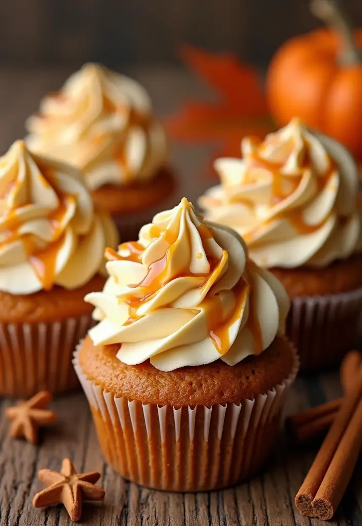 25 Cupcake Bouquet Ideas That Look Like Real Flowers - 7. Pumpkin Spice Cupcakes with Cream Cheese Frosting