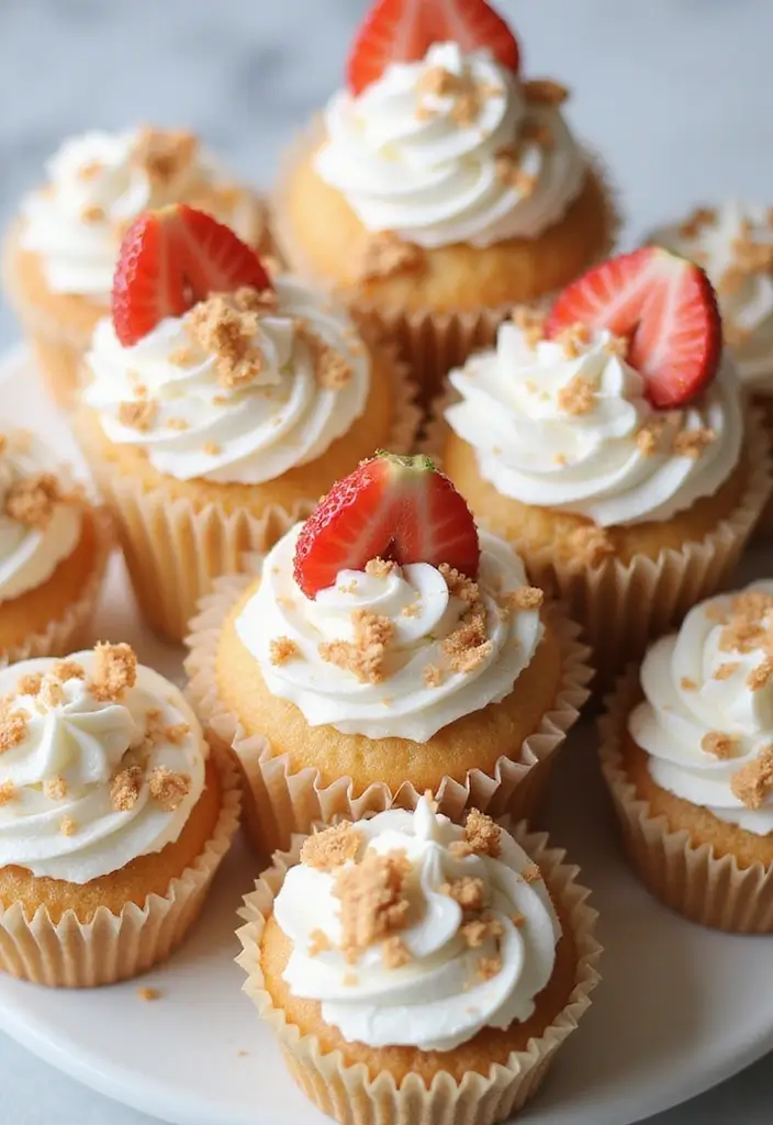 25 Cupcake Bouquet Ideas That Look Like Real Flowers - 8. Strawberry Shortcake Cupcakes