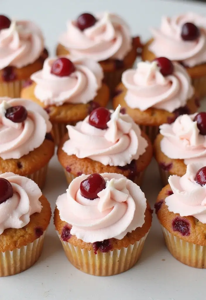 25 Cupcake Bouquet Ideas That Look Like Real Flowers - 9. Almond Cupcakes with Cherry Filling