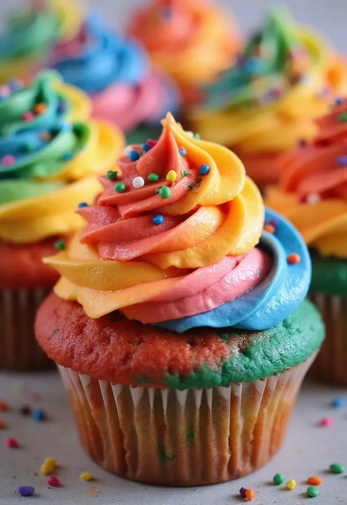 25 Cupcake Decorating Ideas to Try with Kids This Weekend - 1. Rainbow Swirl Cupcakes