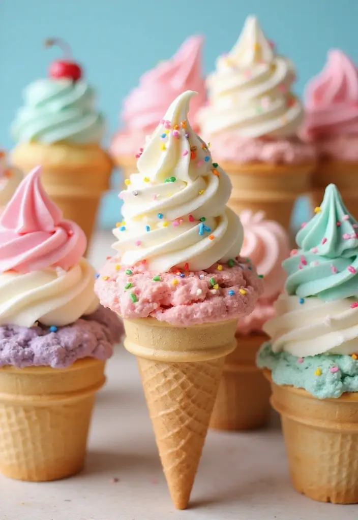25 Cupcake Decorating Ideas to Try with Kids This Weekend - 13. Ice Cream Cone Cupcakes