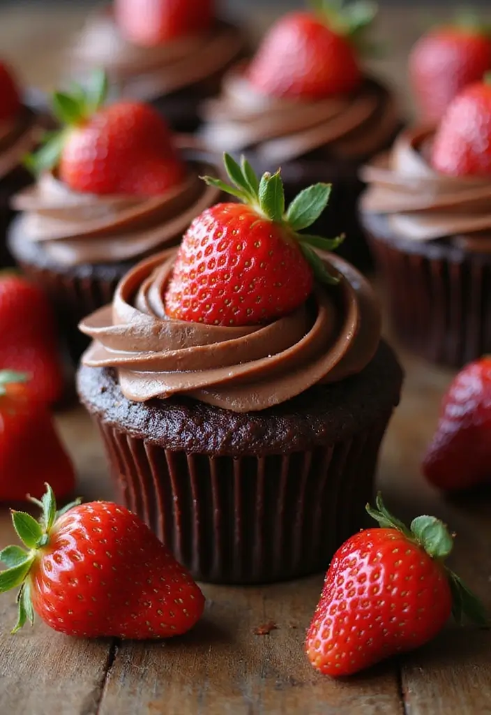 25 Cupcake Decorating Ideas to Try with Kids This Weekend - 16. Chocolate Covered Strawberry Cupcakes
