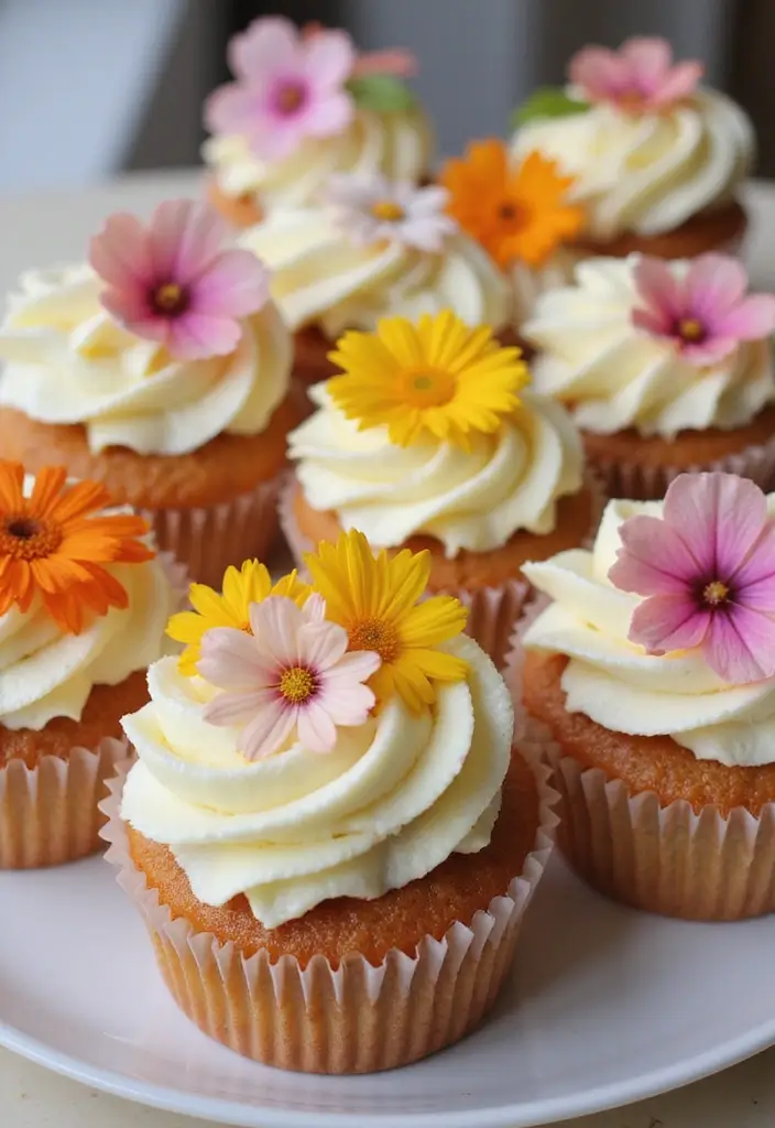 25 Cupcake Decorating Ideas to Try with Kids This Weekend - 21. Edible Flower Cupcakes