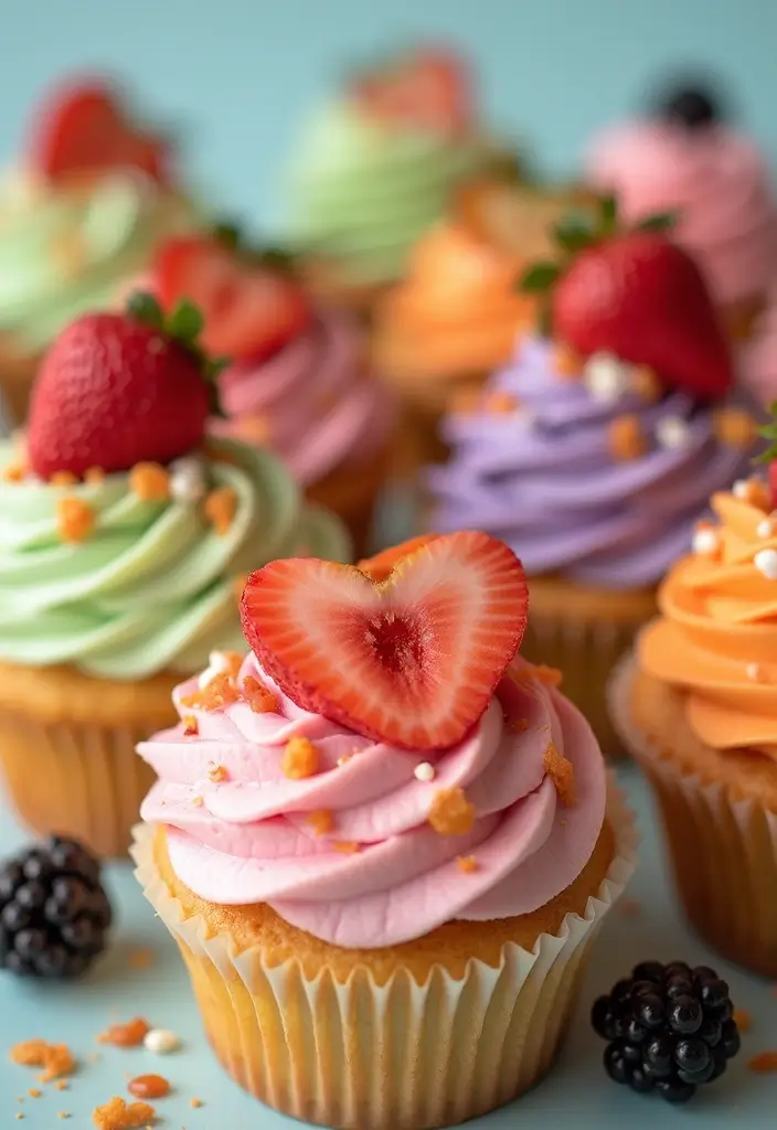 25 Cupcake Decorating Ideas to Try with Kids This Weekend - 6. Fruit Topped Cupcakes