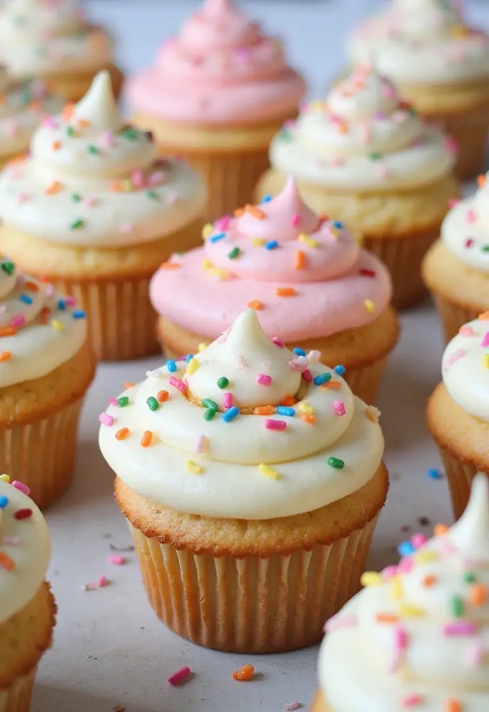 25 Cupcake Decorating Ideas to Try with Kids This Weekend - 8. Easy Peasy Sprinkles Cupcakes