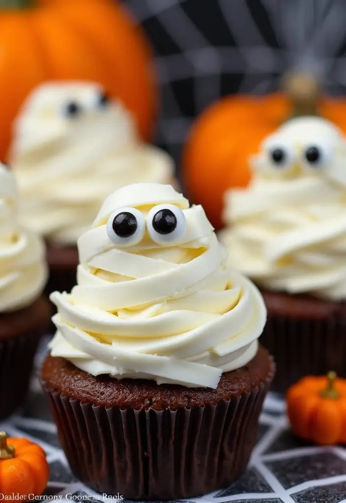 25 Cupcake Decoration Ideas You’ll Want to Try This Weekend - 1. Mummy Cupcakes