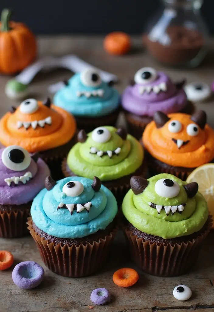 25 Cupcake Decoration Ideas You’ll Want to Try This Weekend - 10. Monster Cupcakes