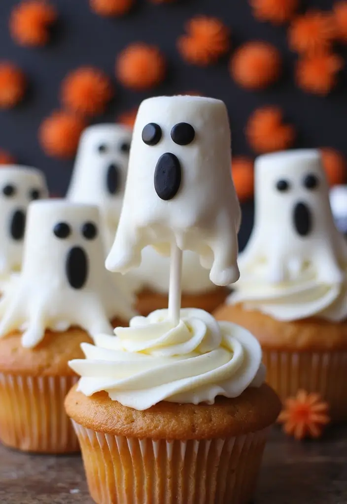 25 Cupcake Decoration Ideas You’ll Want to Try This Weekend - 17. Marshmallow Ghost Pops