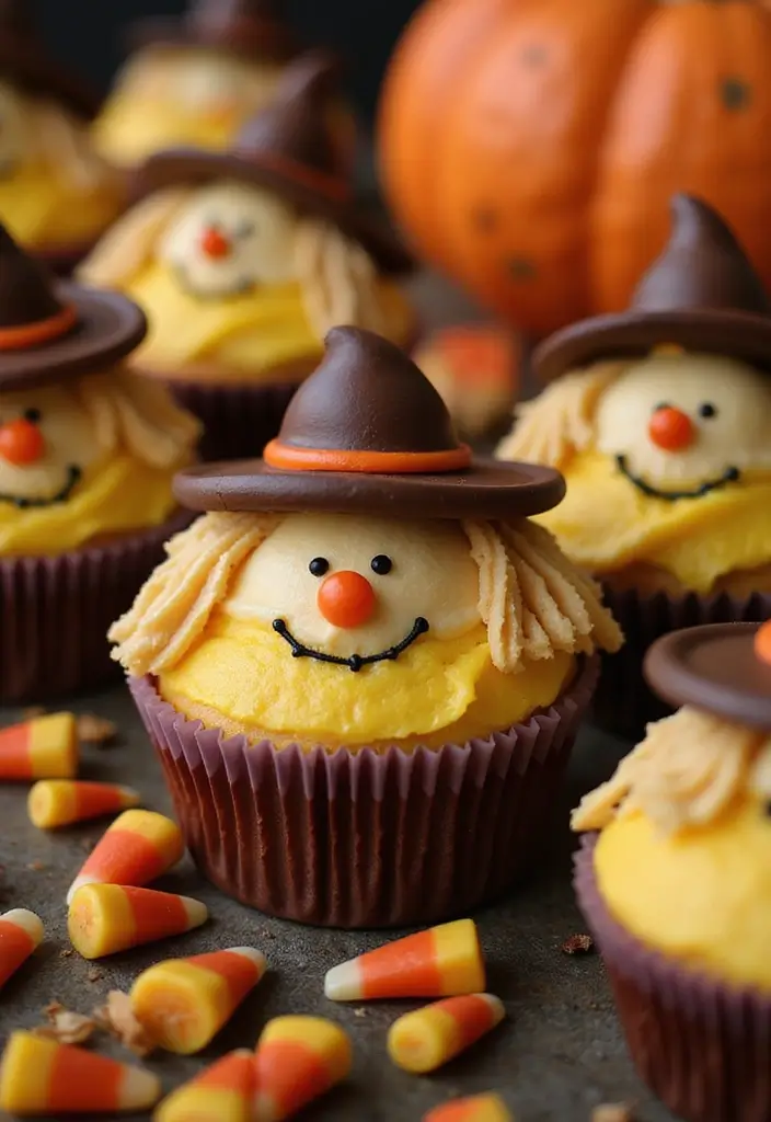 25 Cupcake Decoration Ideas You’ll Want to Try This Weekend - 19. Scarecrow Cupcakes