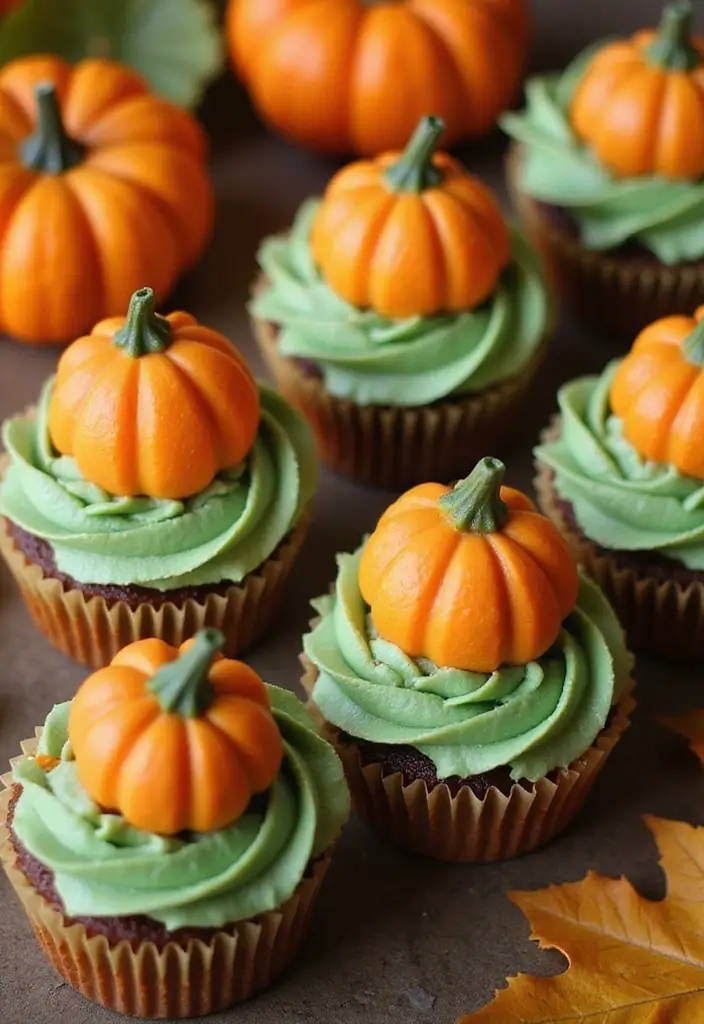 25 Cupcake Decoration Ideas You’ll Want to Try This Weekend - 2. Pumpkin Patch Cupcakes