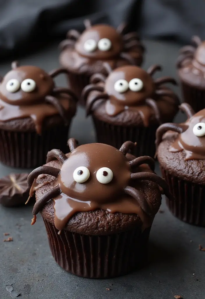 25 Cupcake Decoration Ideas You’ll Want to Try This Weekend - 24. Chocolate Spider Cupcakes