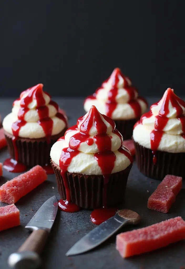 25 Cupcake Decoration Ideas You’ll Want to Try This Weekend - 6. Bloody Cupcakes